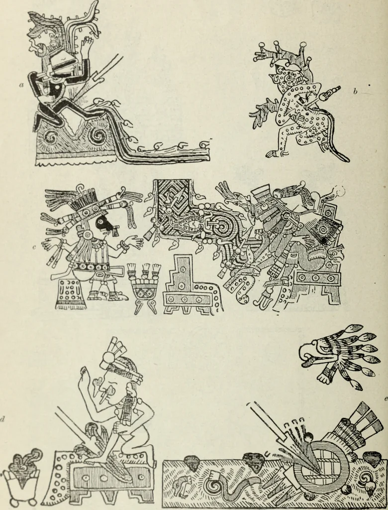 An illustration from Maya religion and mythology, 1881, leaf 91