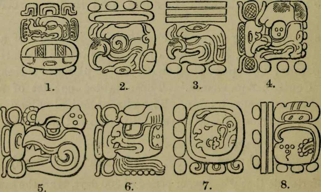 An illustration from Maya religion and mythology, 1881, leaf 45