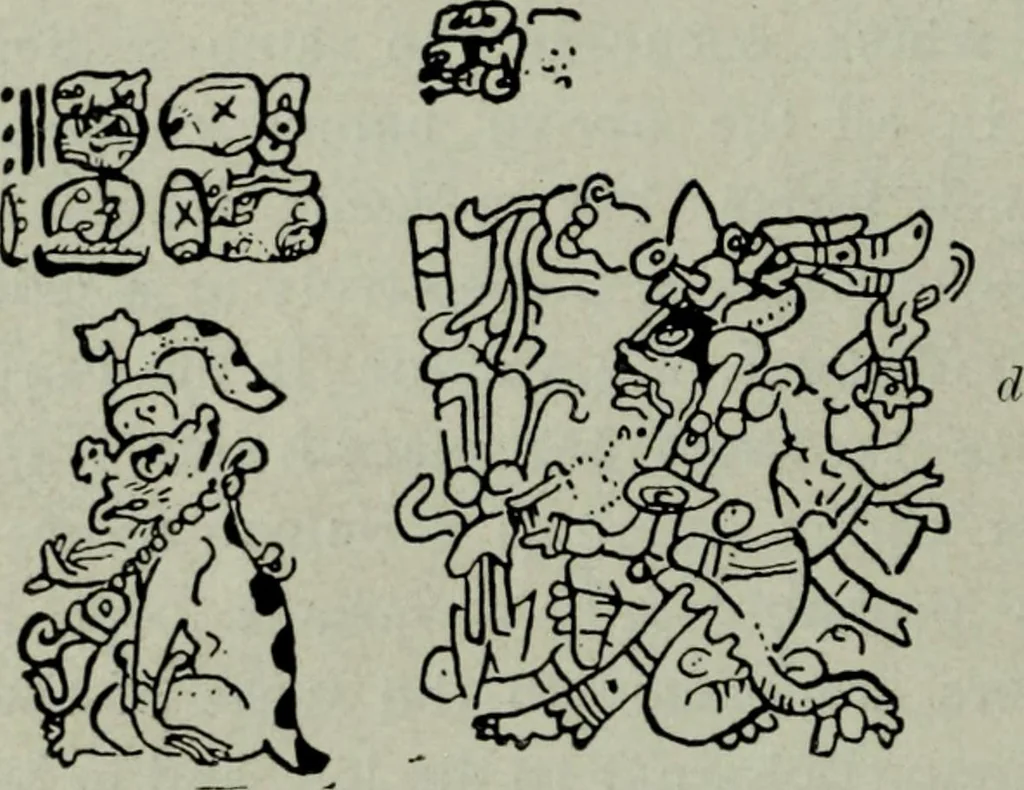 An illustration from Maya religion and mythology, 1881, leaf 89