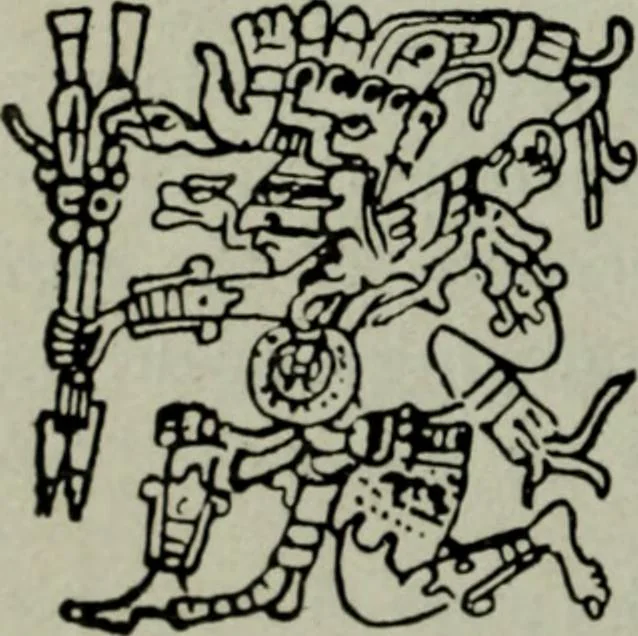 An illustration from Maya religion and mythology, 1881, leaf 89