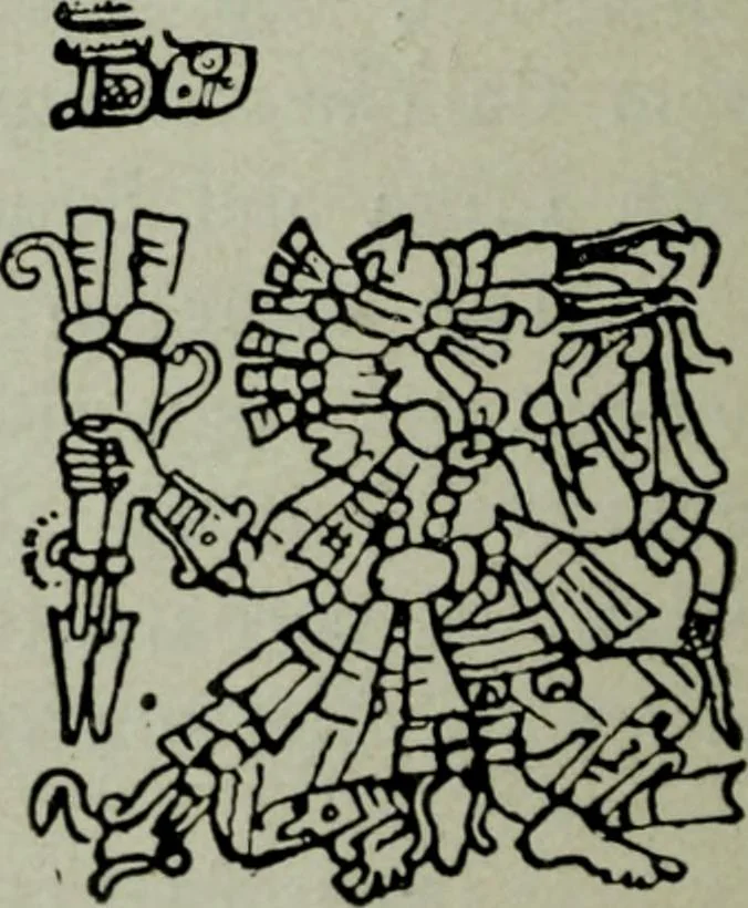 An illustration from Maya religion and mythology, 1881, leaf 89