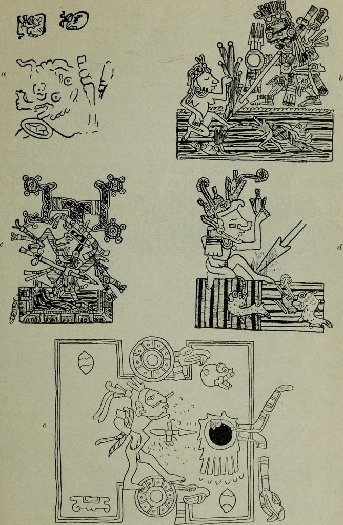 An illustration from Maya religion and mythology, 1881, leaf 90