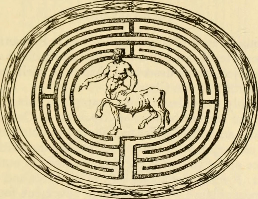 An illustration from Mazes and labyrinths : a general account of their history and developments, 1922, leaf 104