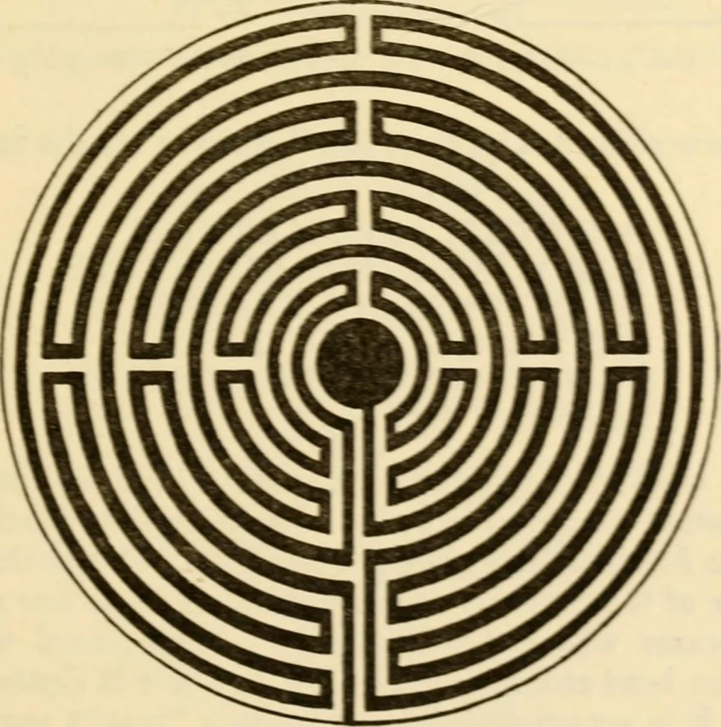 An illustration from Mazes and labyrinths : a general account of their history and developments, 1922, leaf 106