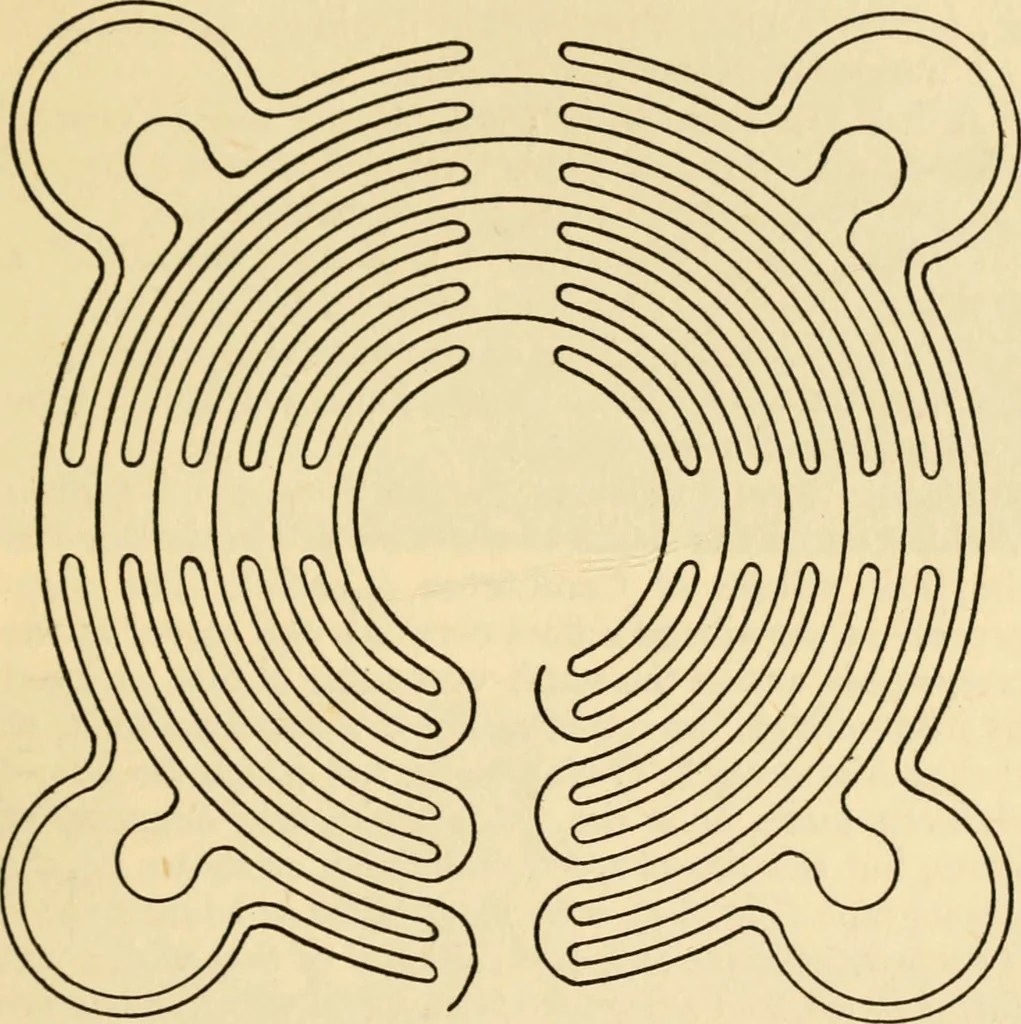 An illustration from Mazes and labyrinths : a general account of their history and developments, 1922, leaf 142