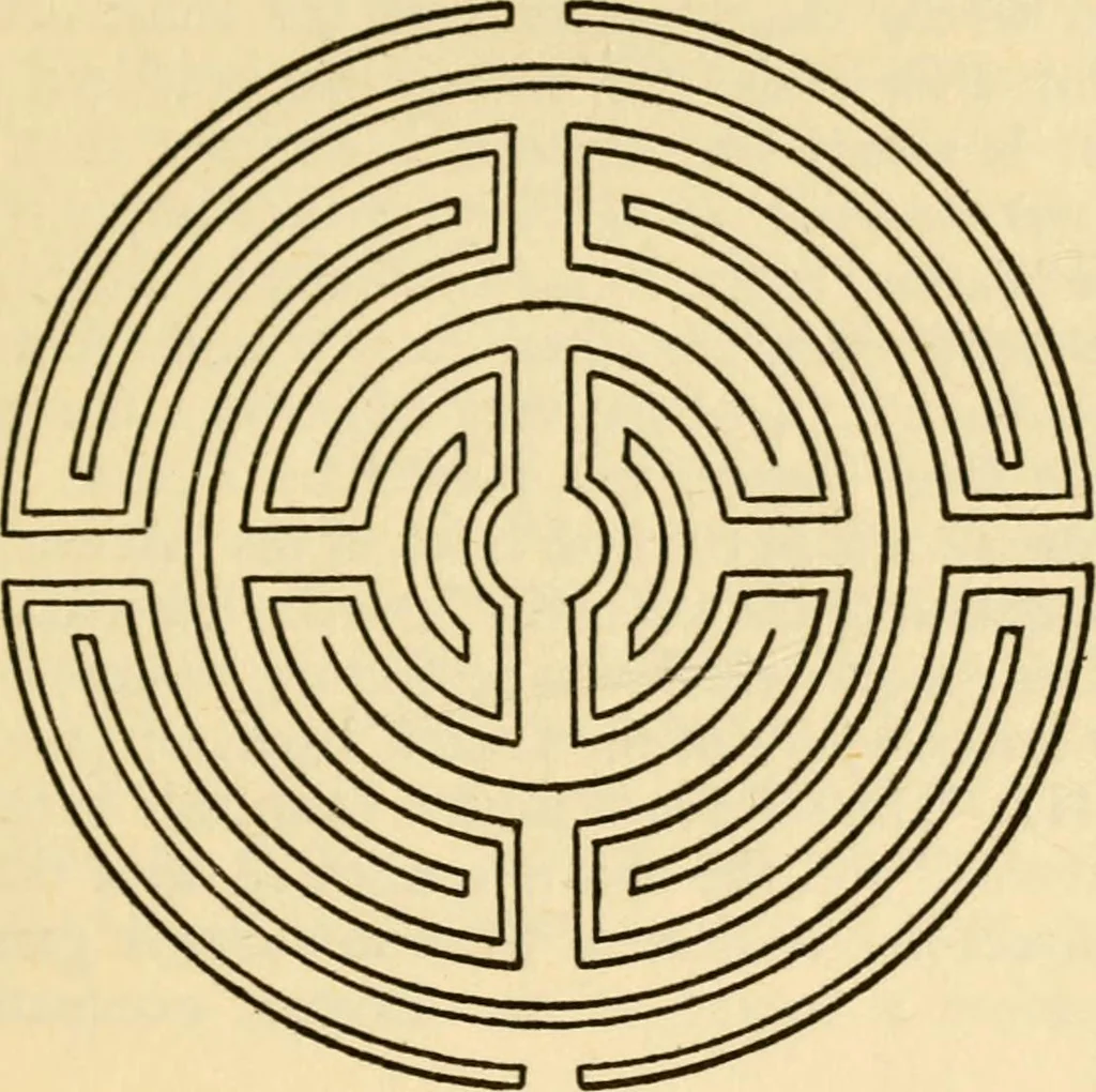 An illustration from Mazes and labyrinths : a general account of their history and developments, 1922, leaf 158