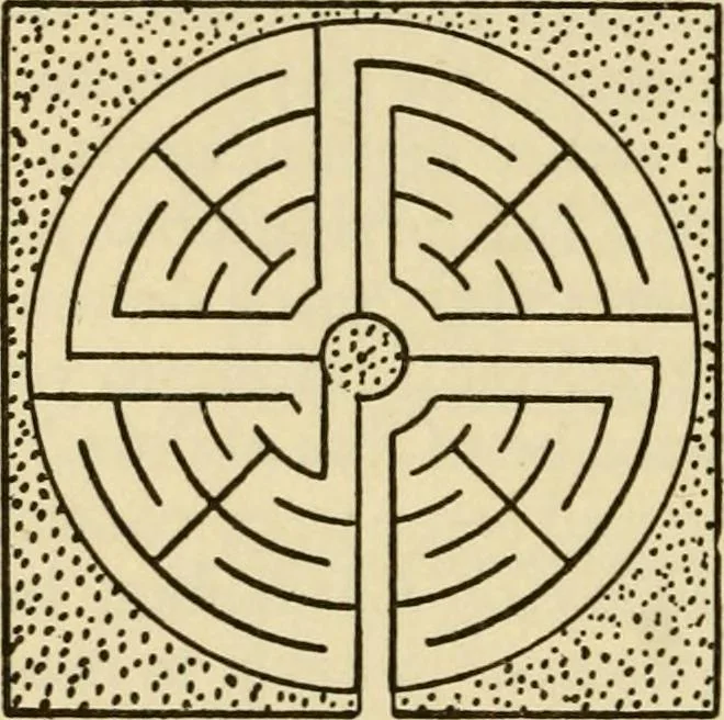 An illustration from Mazes and labyrinths : a general account of their history and developments, 1922, leaf 171