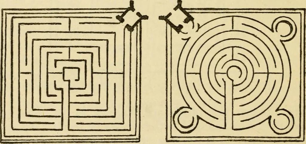 An illustration from Mazes and labyrinths : a general account of their history and developments, 1922, leaf 179