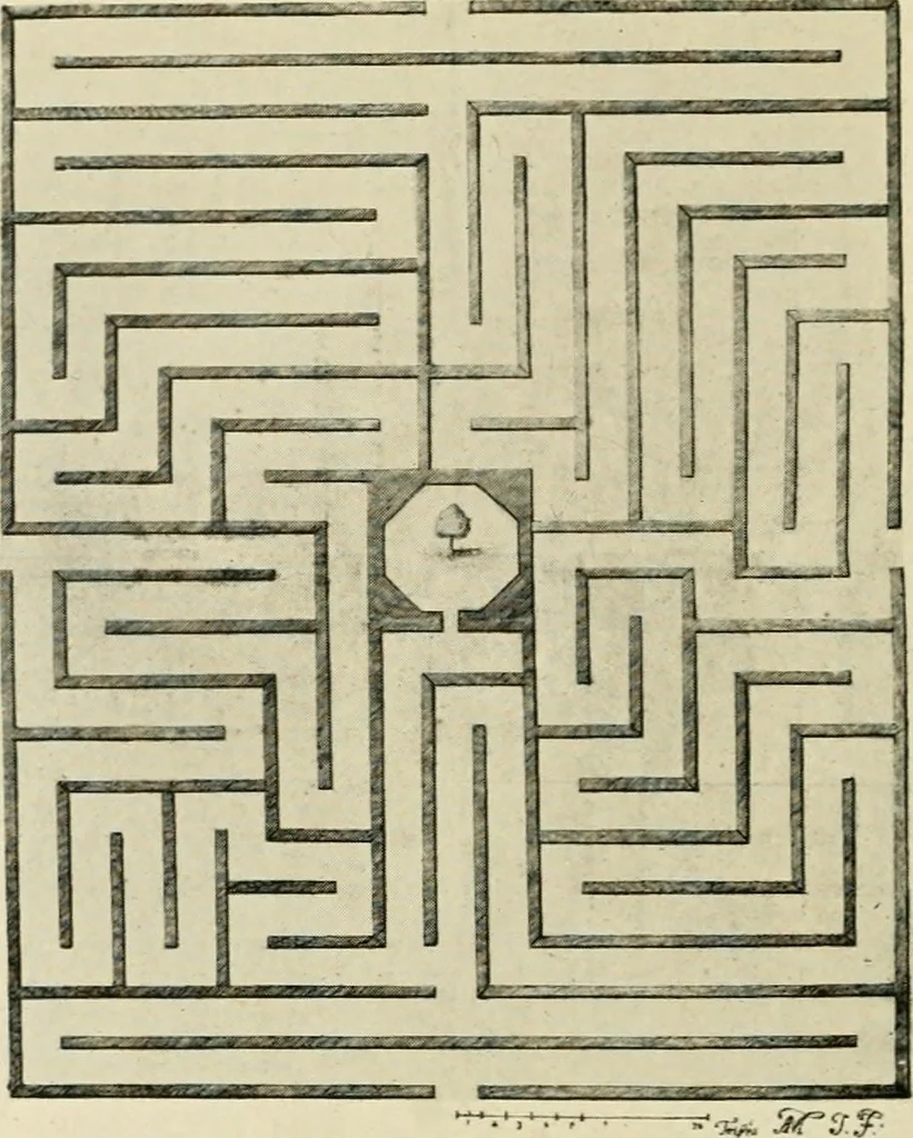 An illustration from Mazes and labyrinths : a general account of their history and developments, 1922, leaf 193