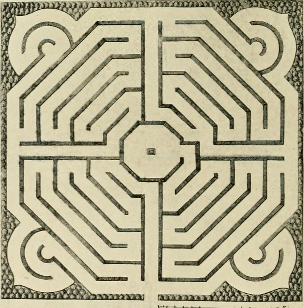 An illustration from Mazes and labyrinths : a general account of their history and developments, 1922, leaf 193