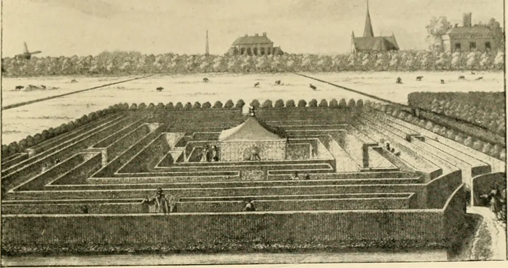 An illustration from Mazes and labyrinths : a general account of their history and developments, 1922, leaf 198