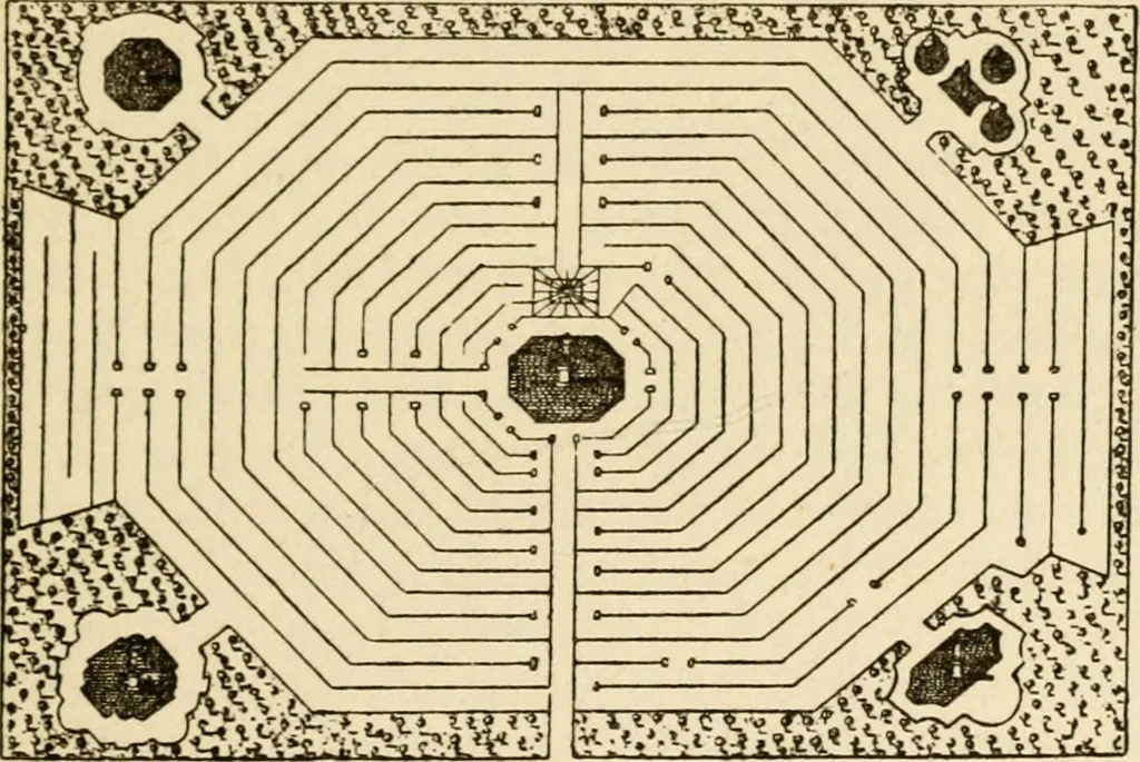 An illustration from Mazes and labyrinths : a general account of their history and developments, 1922, leaf 216