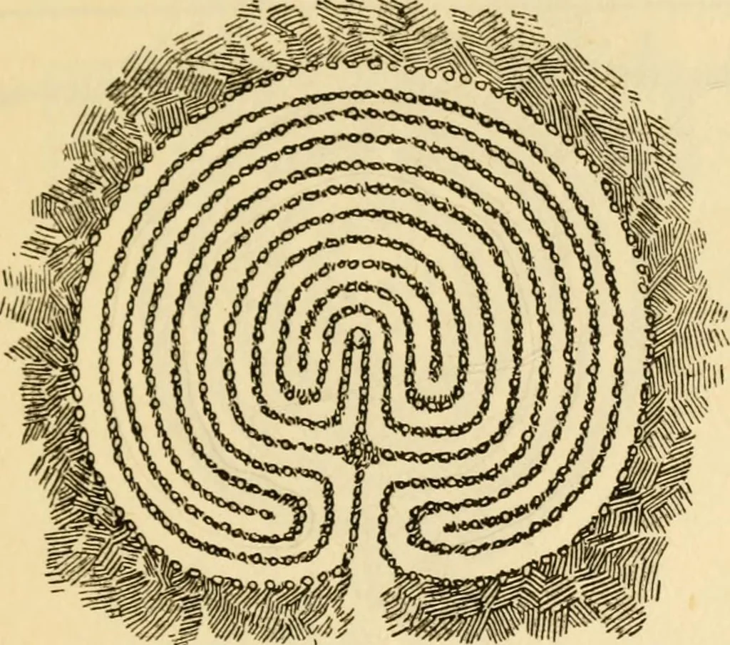 An illustration from Mazes and labyrinths : a general account of their history and developments, 1922, leaf 236