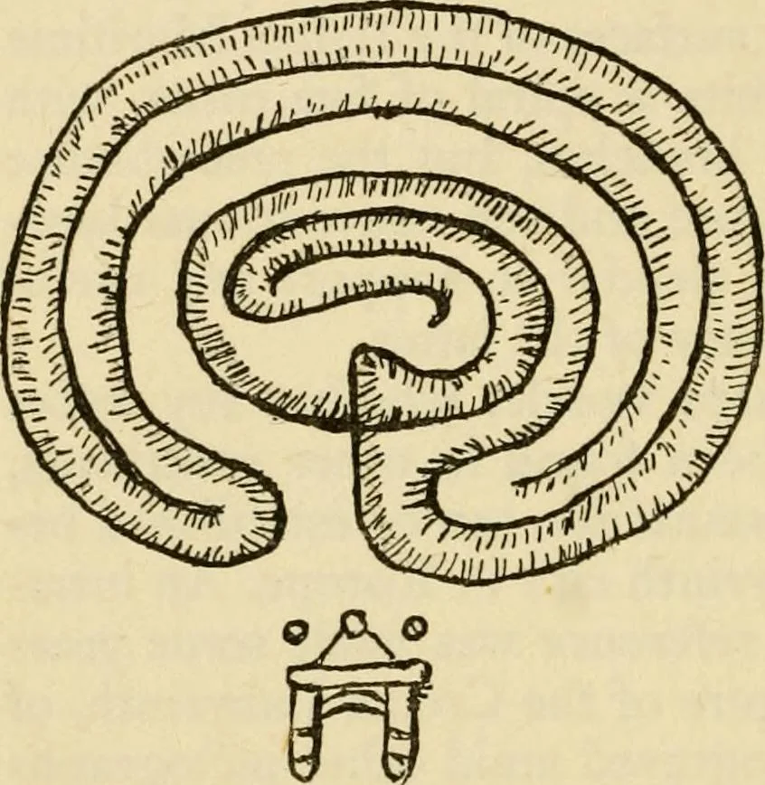 An illustration from Mazes and labyrinths : a general account of their history and developments, 1922, leaf 243