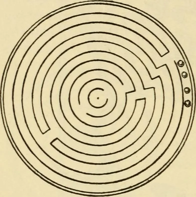 An illustration from Mazes and labyrinths : a general account of their history and developments, 1922, leaf 299