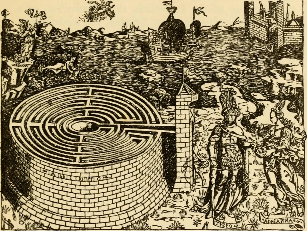 An illustration from Mazes and labyrinths : a general account of their history and developments, 1922, leaf 52