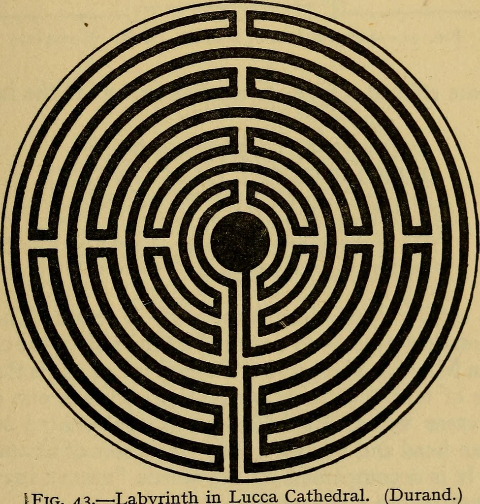 An illustration from Mazes and labyrinths; a general account of their history and developments, 1922, leaf 104