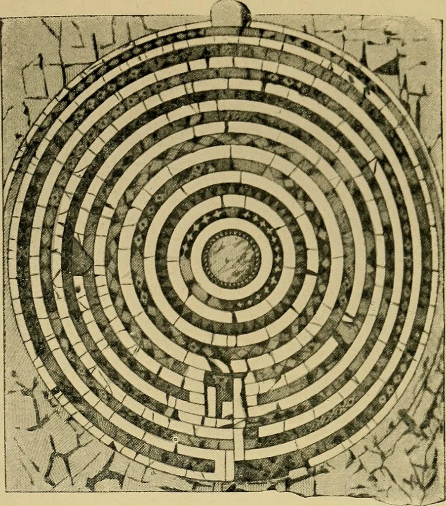 An illustration from Mazes and labyrinths; a general account of their history and developments, 1922, leaf 106