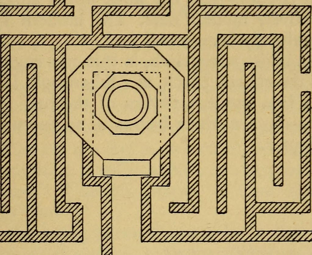 An illustration from Mazes and labyrinths; a general account of their history and developments, 1922, leaf 124