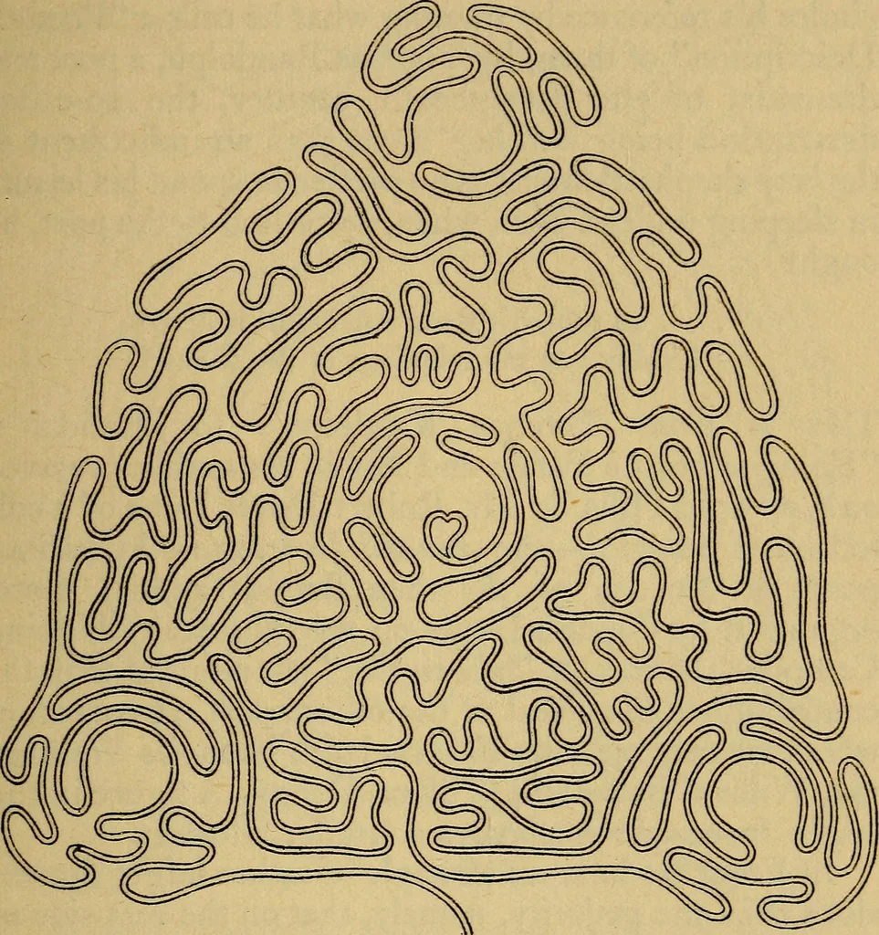 An illustration from Mazes and labyrinths; a general account of their history and developments, 1922, leaf 138