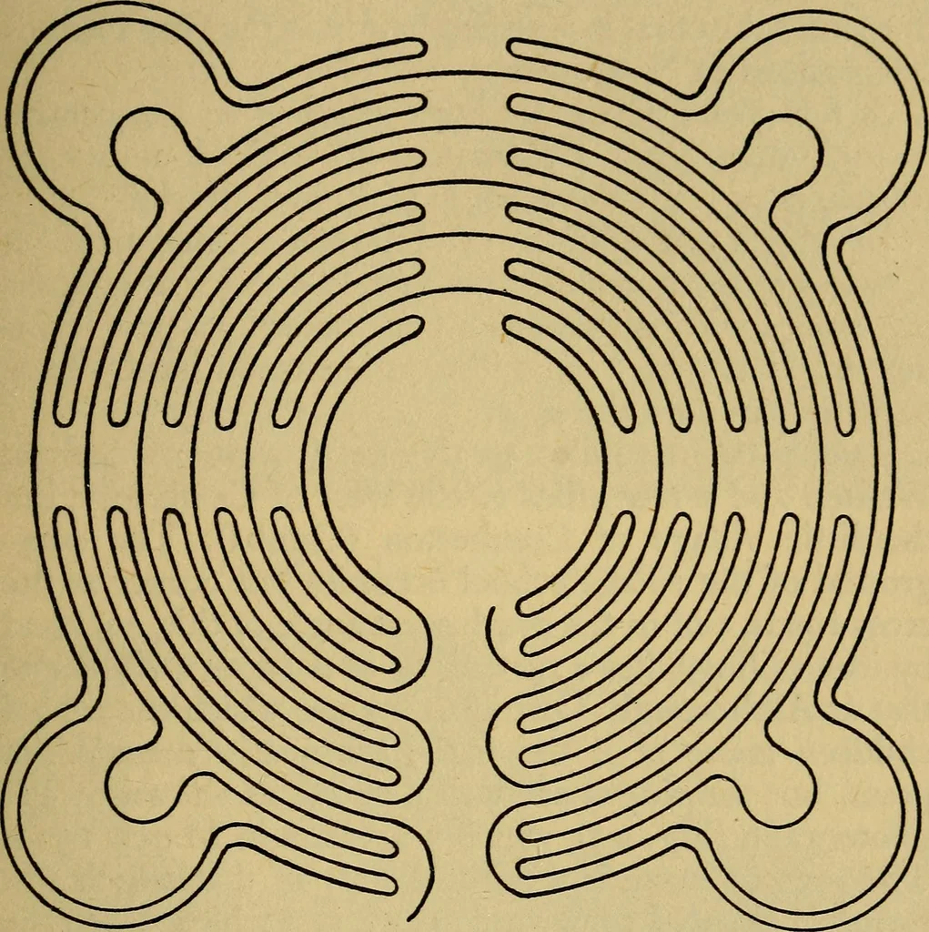 An illustration from Mazes and labyrinths; a general account of their history and developments, 1922, leaf 140