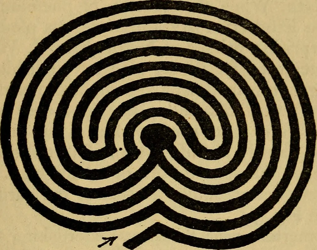 An illustration from Mazes and labyrinths; a general account of their history and developments, 1922, leaf 146