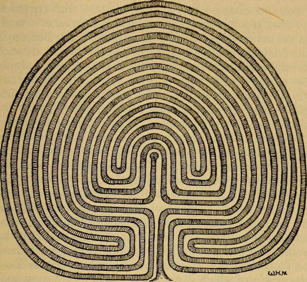 An illustration from Mazes and labyrinths; a general account of their history and developments, 1922, leaf 148