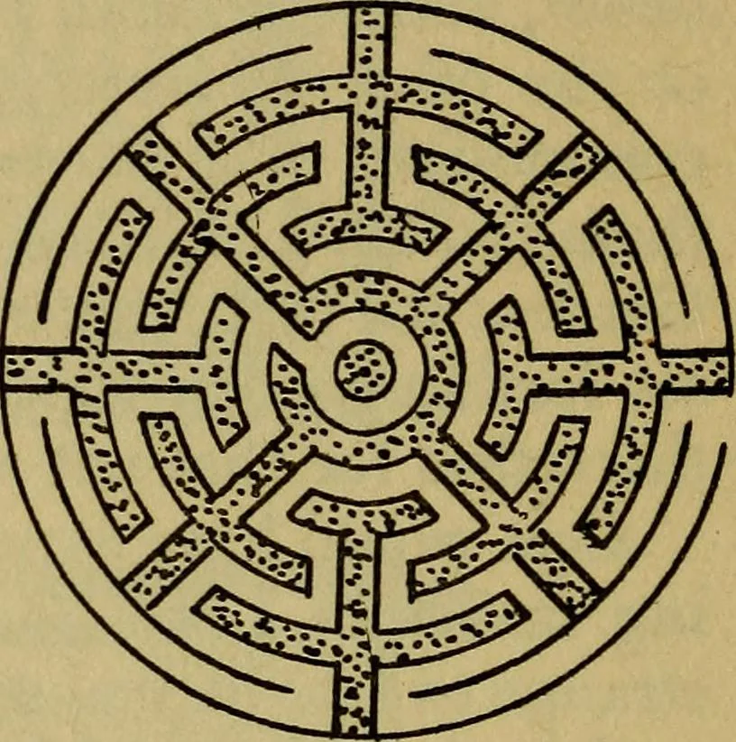 An illustration from Mazes and labyrinths; a general account of their history and developments, 1922, leaf 169