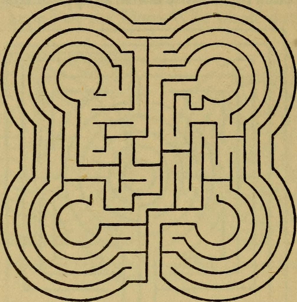 An illustration from Mazes and labyrinths; a general account of their history and developments, 1922, leaf 171