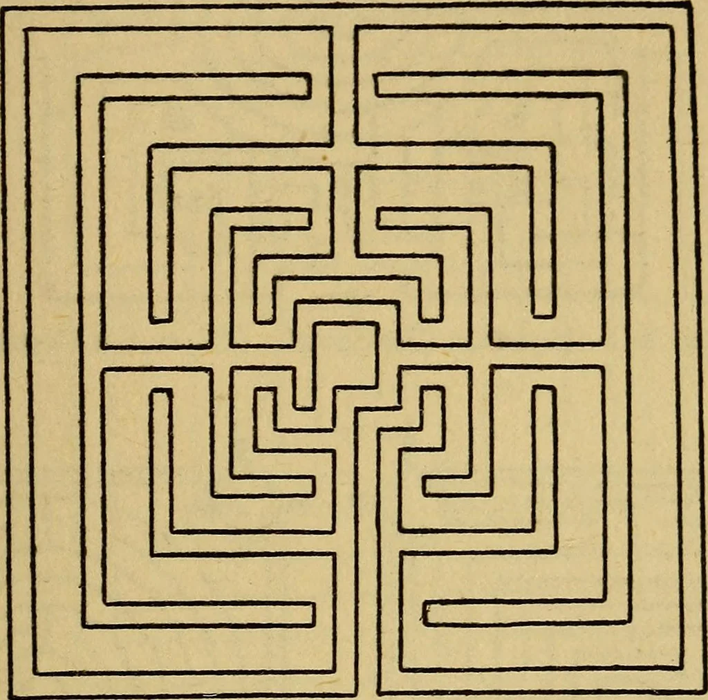 An illustration from Mazes and labyrinths; a general account of their history and developments, 1922, leaf 176