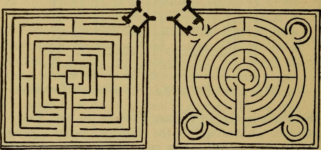 An illustration from Mazes and labyrinths; a general account of their history and developments, 1922, leaf 177