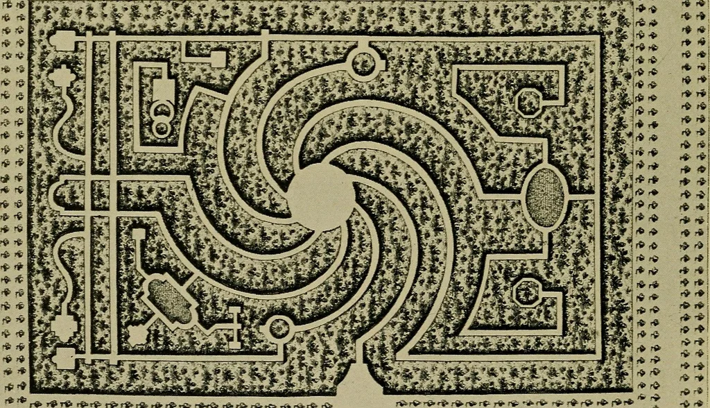 An illustration from Mazes and labyrinths; a general account of their history and developments, 1922, leaf 187