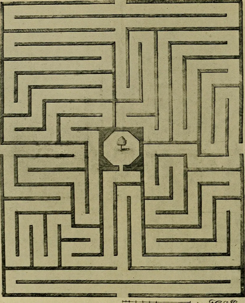 An illustration from Mazes and labyrinths; a general account of their history and developments, 1922, leaf 191