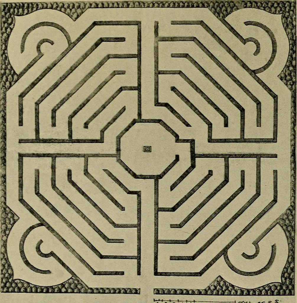 An illustration from Mazes and labyrinths; a general account of their history and developments, 1922, leaf 191