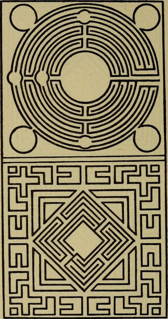 An illustration from Mazes and labyrinths; a general account of their history and developments, 1922, leaf 195