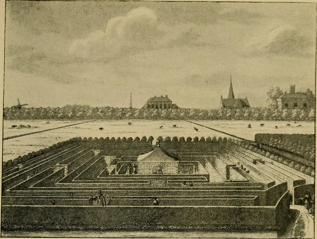 An illustration from Mazes and labyrinths; a general account of their history and developments, 1922, leaf 196