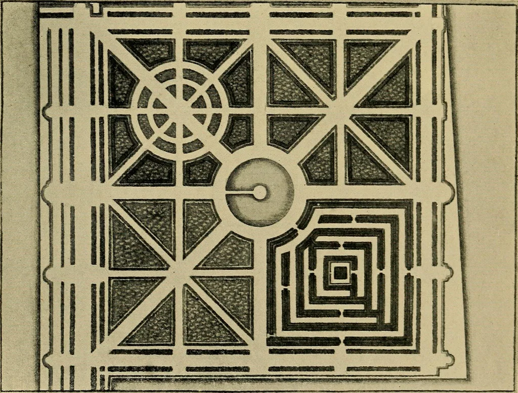 An illustration from Mazes and labyrinths; a general account of their history and developments, 1922, leaf 196