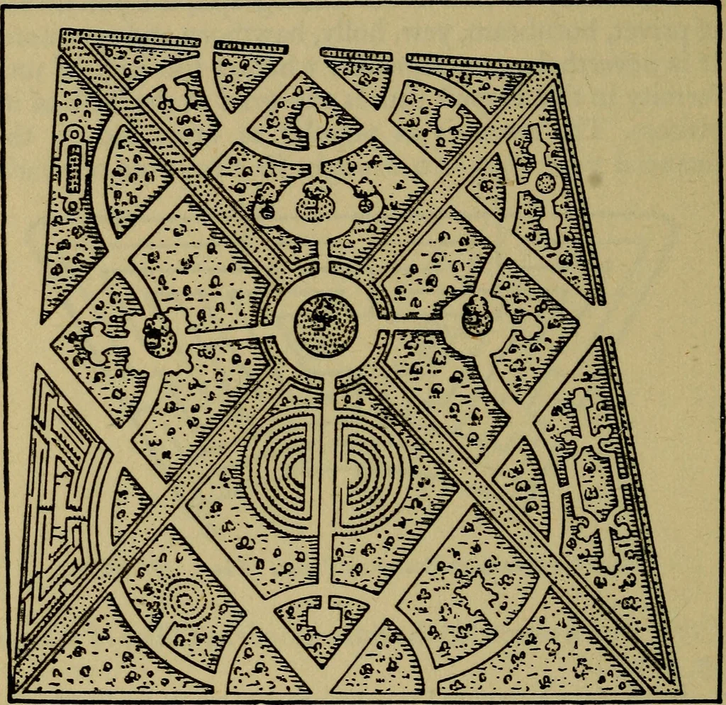 An illustration from Mazes and labyrinths; a general account of their history and developments, 1922, leaf 205