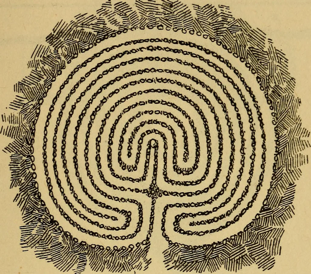 An illustration from Mazes and labyrinths; a general account of their history and developments, 1922, leaf 234