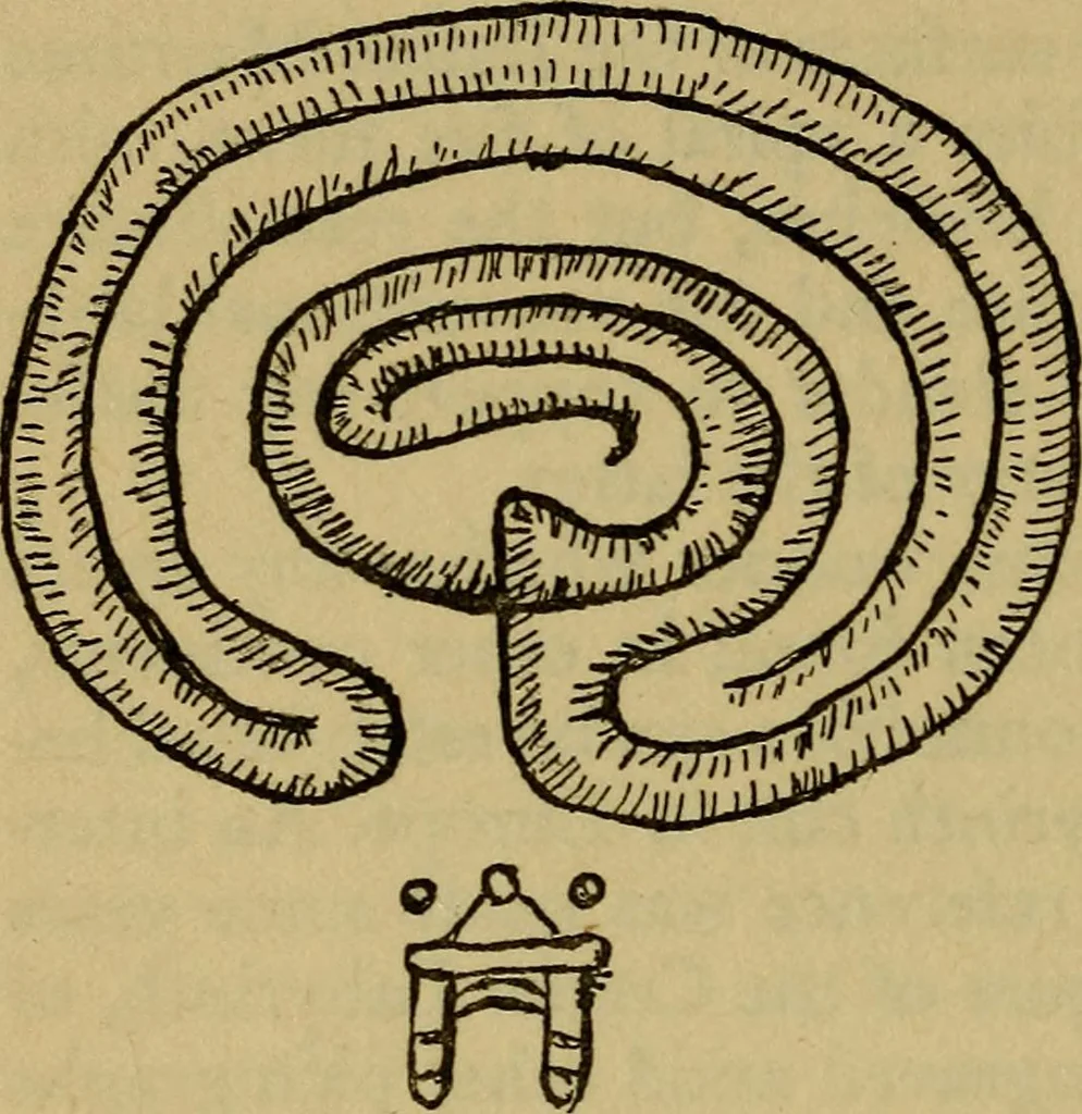 An illustration from Mazes and labyrinths; a general account of their history and developments, 1922, leaf 241