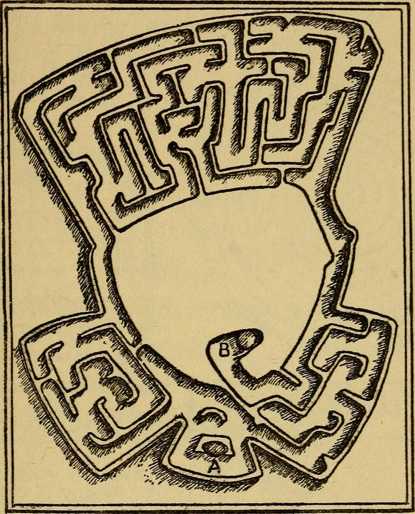 An illustration from Mazes and labyrinths; a general account of their history and developments, 1922, leaf 296