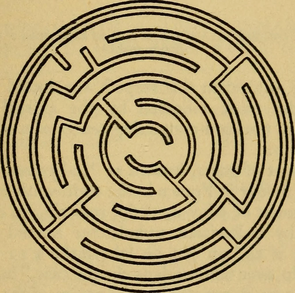 An illustration from Mazes and labyrinths; a general account of their history and developments, 1922, leaf 298
