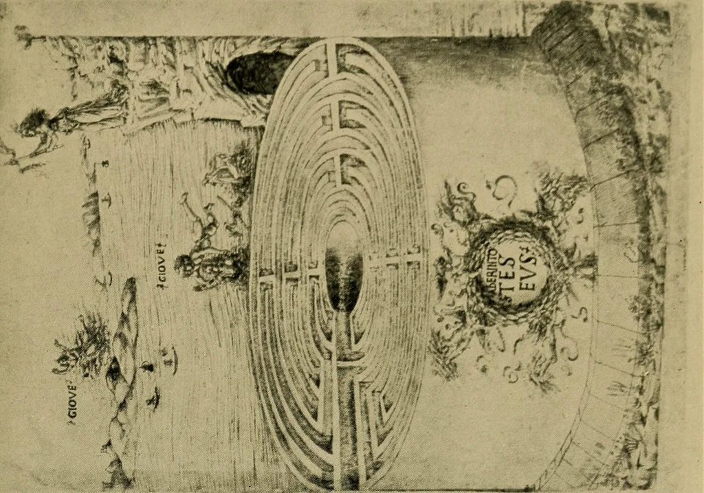 An illustration from Mazes and labyrinths; a general account of their history and developments, 1922, leaf 46