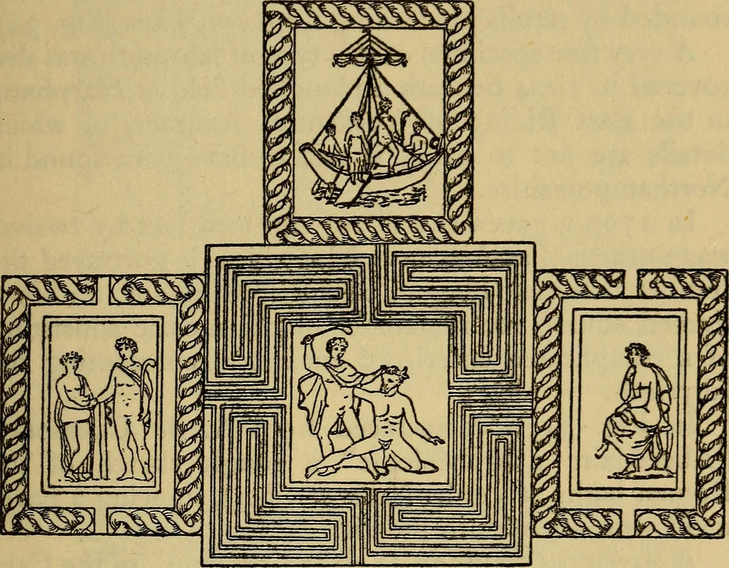 An illustration from Mazes and labyrinths; a general account of their history and developments, 1922, leaf 92