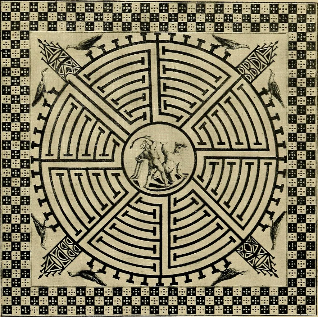 An illustration from Mazes and labyrinths; a general account of their history and developments, 1922, leaf 94