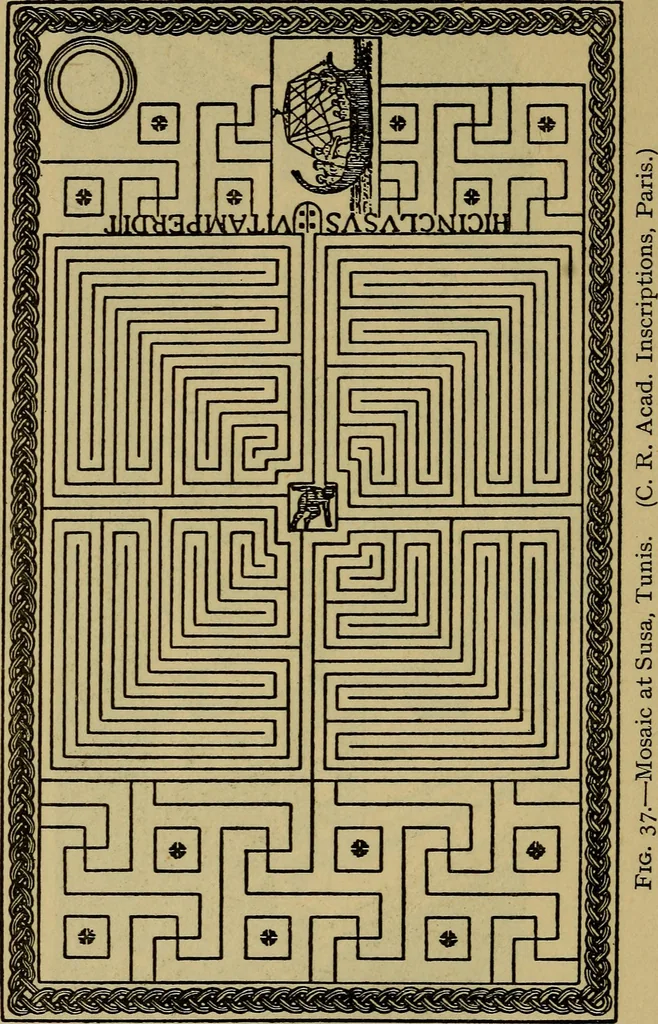 An illustration from Mazes and labyrinths; a general account of their history and developments, 1922, leaf 97
