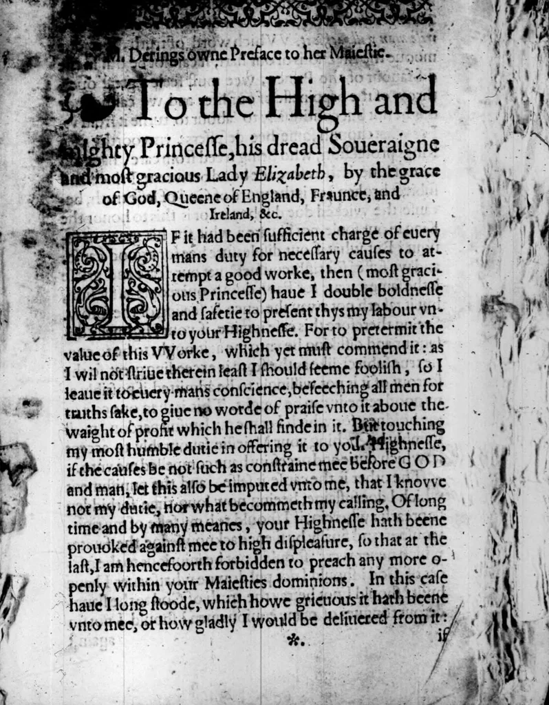 An illustration from [M. Derings workes. More at large then euer hath heere-to-fore been printed in any one volume, 1597, leaf 1