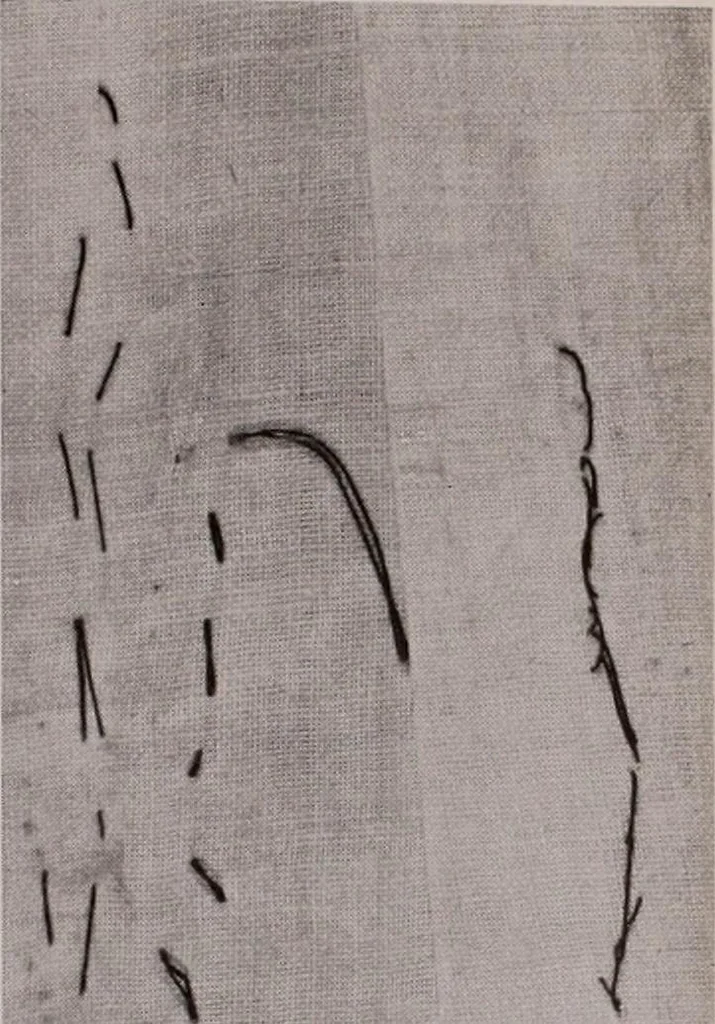 An illustration from The measurement of certain elements of hand sewing, 1919, leaf 133