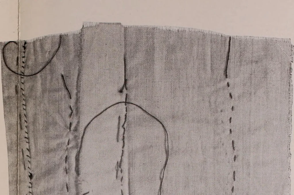 An illustration from The measurement of certain elements of hand sewing, 1919, leaf 138