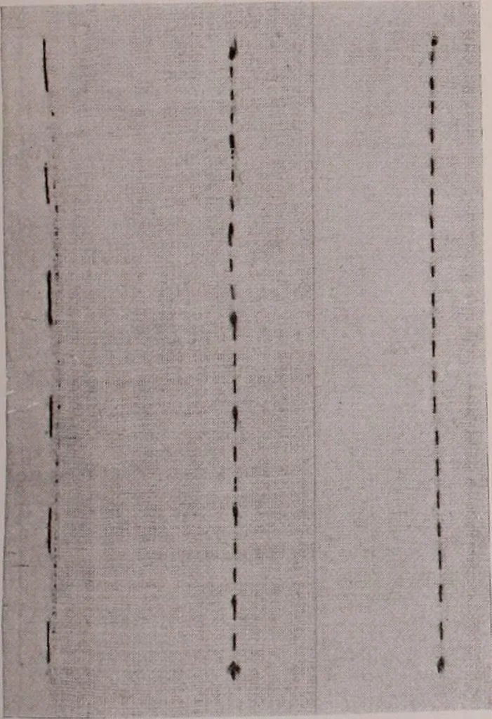 An illustration from The measurement of certain elements of hand sewing, 1919, leaf 157
